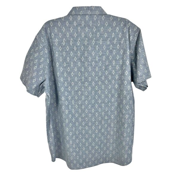 Travis Mathew Blue Gray Diamond Print Short Sleeve Button Down Shirt Men’s XL - Picture 2 of 8